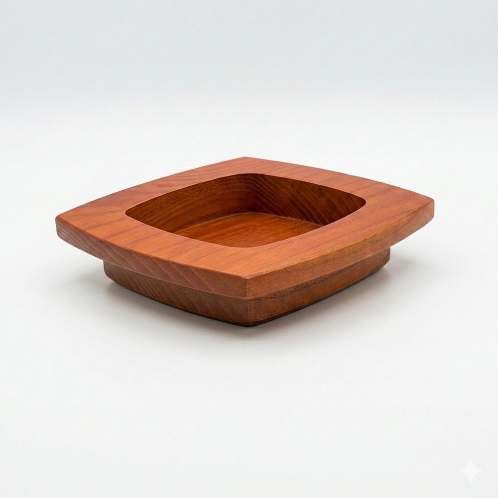 La Bottega del Legno Vintage Wood Tray Italian Hand Carved MCM Valet Made Italy